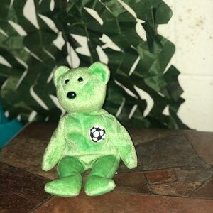 TY Beanie Baby Soccer Bear Plush